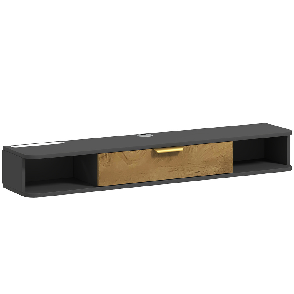 HOMCOM 120 cm Floating TV Stand with Storage - Charcoal Grey