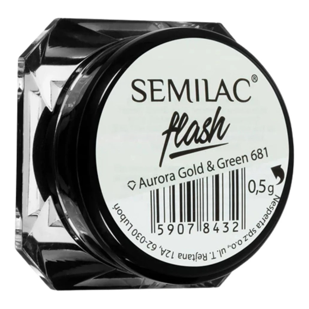 Semilac Flash Effect - 681 Aurora Gold & Green Nail Powder 0.5g