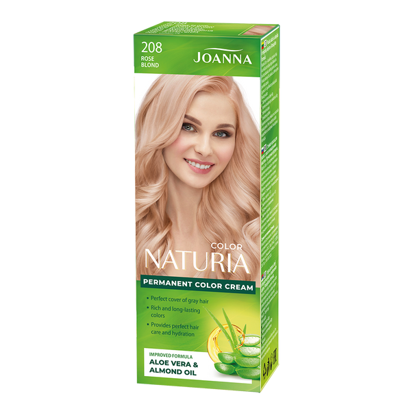 Joanna Naturia Trwały Kolor Włosów Farba Pielęgnacja Połysk Nr 208 Różany Blond 100ml