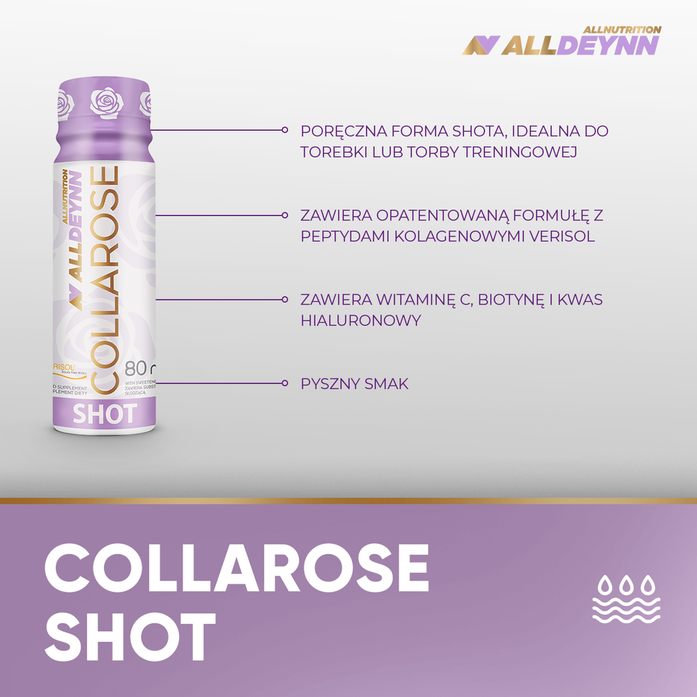 AllDeynn Collarose Shot Collagen Drink Raspberry Wild Strawberry 12x80ml