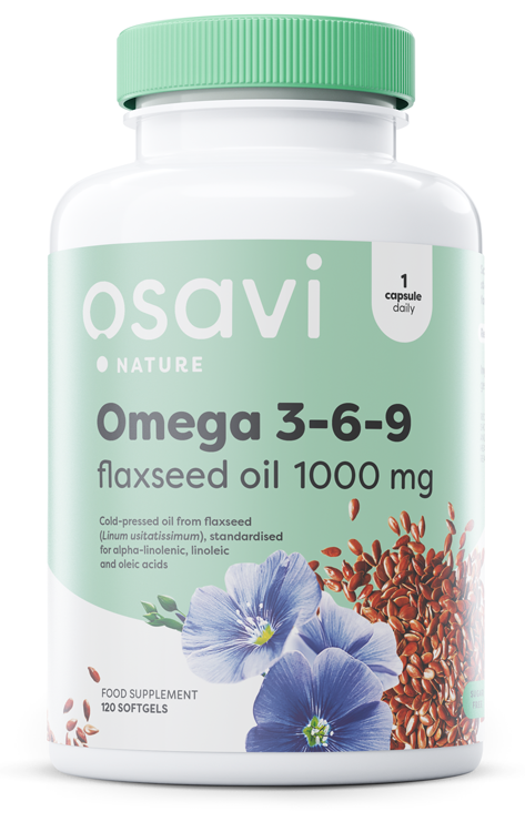 Osavi Omega 3-6-9 Flaxseed Oil 1000mg 120 softgels for cardiovascular support