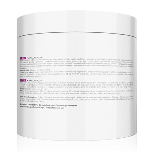 Apis Professional Kakadu Plum Śliwkowa Maska Algowa z Nasionami Chia dla Skóry Suchej i Wrażliwej 200g