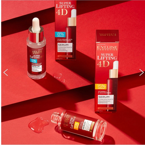 Eveline Super Lifting 4D 15% Complex Serum Koncentrat Rozjaśniający Przebarwienia dla Skóry Dojrzałej 30ml