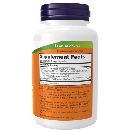 Now Foods Turmeric Curcumin with BioPerine Supports Immune System 90 Capsules