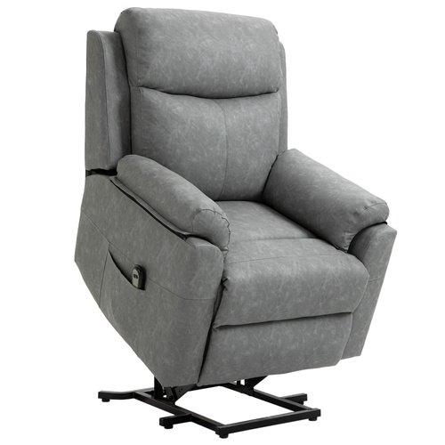 HOMCOM Faux Leather 70° Electric Riser Recliner Chair - Grey