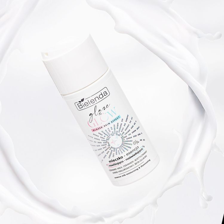 Bielenda Glaze & Glow Nawilżająco Rozświetlająca Mleczko - Esencja Glazed Skin Effect dla Skóry Suchej Pozbawionej Blasku 120ml