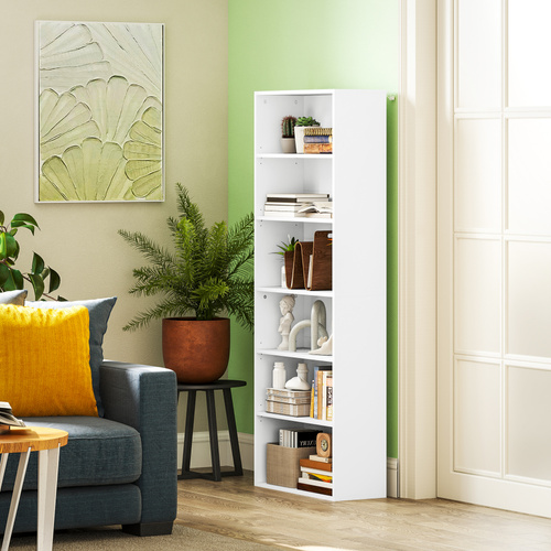 HOMCOM Six Shelf Bookcase - White