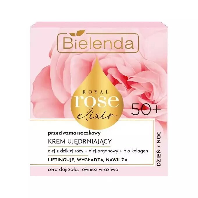 Bielenda Royal Rose Elixir Przeciwzmarszczkowy Krem Ujędrniający do Twarzy dla Skóry Dojrzałej i Wrażliwej na Dzień i na Noc 50+ 50ml