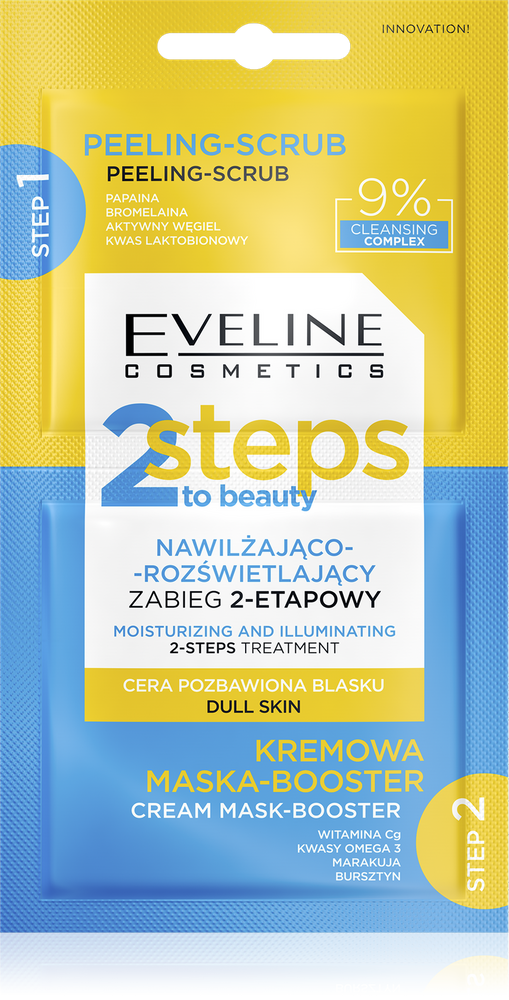 Eveline Moisturizing and Brightening 2-Step Treatment for Dry Tired Dull Skin 2x4ml