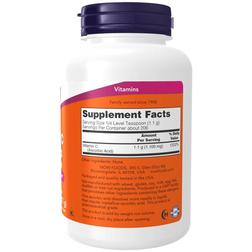Now Foods Vitamin C Crystals Kwas Askorbinowy Puder Wspomaga Układ Odpornościowy i Zdrowie Kości i Stawów 227g