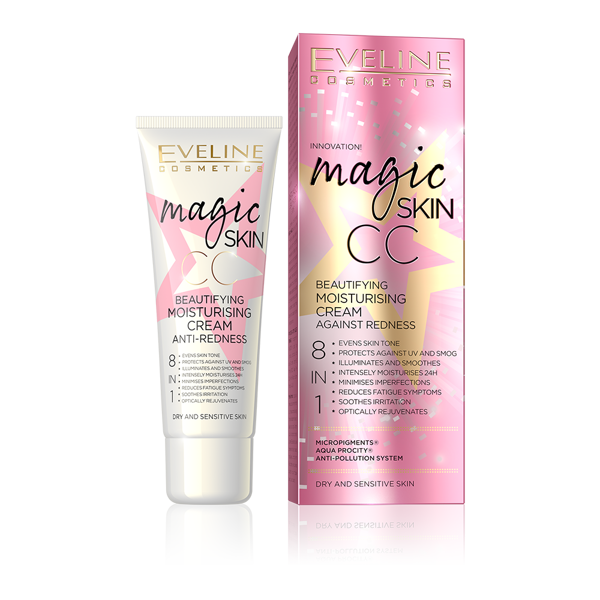 Eveline Magic Skin CC Upiększający Krem Nawilżający 8W1 na Zaczerwienienia 50ml 