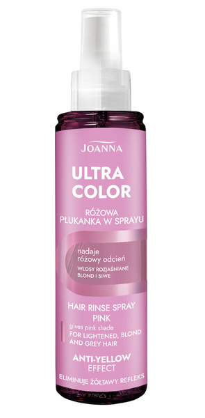 Joanna Płukanka Spray Różowa Niweluje Żółty Odcień Włosów Pielęgnuje 150ml