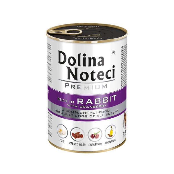 Dolina Noteci Premium Mokra Karma z Królikiem i Żurawiną dla Dorosłych Psów Wszystkich Ras 400g