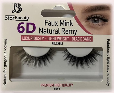 Star Beauty Professional Sztuczne Rzęsy 6D Lekkie Nadające Objętość Wielokrotnego Użytku SEF04