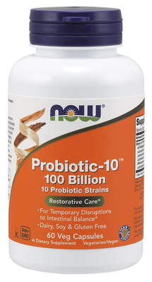 Now Foods Probiotic-10 100 Billion Wsparcie dla Układu Pokarmowego  60 Kapsułek