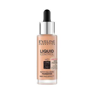  Eveline Liquid Control HD Podkład z Niacynamidem w Dropperze Nr 055 Honey 32ml  