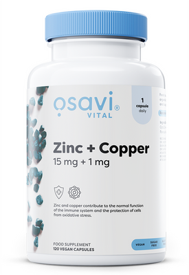 Osavi Cynk + Miedź 15mg + 1mg 120 wegańskich kapsułek
