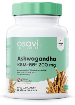 Osavi Ashwagandha KSM-66 200mg 60 wegańskich kapsułek na wsparcie w stresie