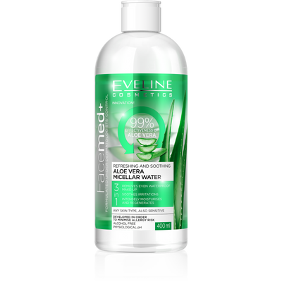 Eveline Facemed+ Aloesowy Płyn Micelarny 3w1 Odświeżająco-Łagodzący 400ml