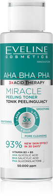 Eveline 3 X Acid Therapy AHA BHA PHA Miracle Tonik Peelingujący 110ml