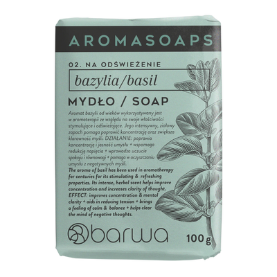 Barwa Aroma Soaps Na Odświeżenie Mydło w Kostce Bazylia do Codziennego Stosowania 100g