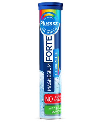 Plusssz Magnesium Forte Complex Vitamin B6 na Stres Wzmocnienie Mięśni Tabletki Musujące 20 Sztuk