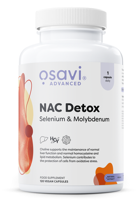 Osavi NAC Detox, Selen i Molibden 120 wegańskich kapsułek na wsparcie wątroby