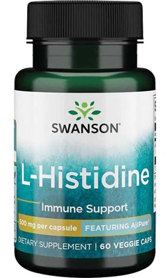 Swanson AjiPure L-Histidine 500mg Wsparcie Odporności Histydyna 60 Kapsułek
