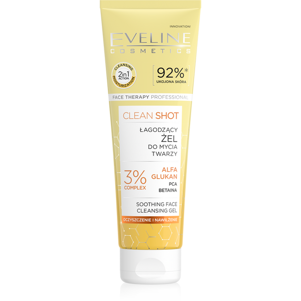 Eveline Face Therapy Professional Clean Shot Łagodzący Żel do Mycia Twarzy dla każdego Rodzaju Skóry 140ml