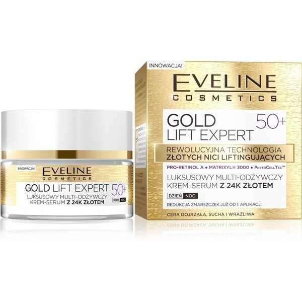 Eveline Gold Lift Expert Krem-serum 50+ Multi-odżywczy 24K Złoto Dzień/Noc 50ml