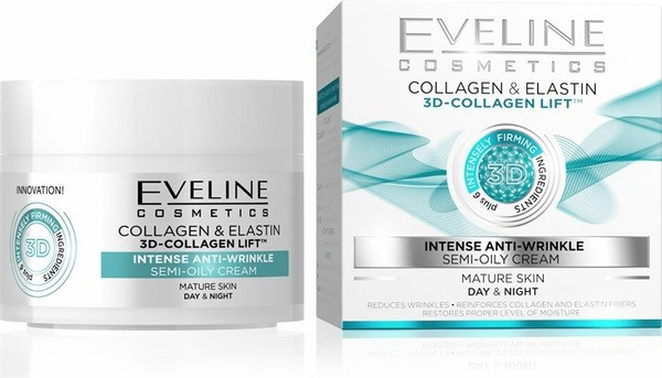 Eveline 3D Collagen Lift Poltlusty Krem Silnie Przeciwzmarszczkowy do Cery Dojrzałej na Dzień i na Noc  50ml