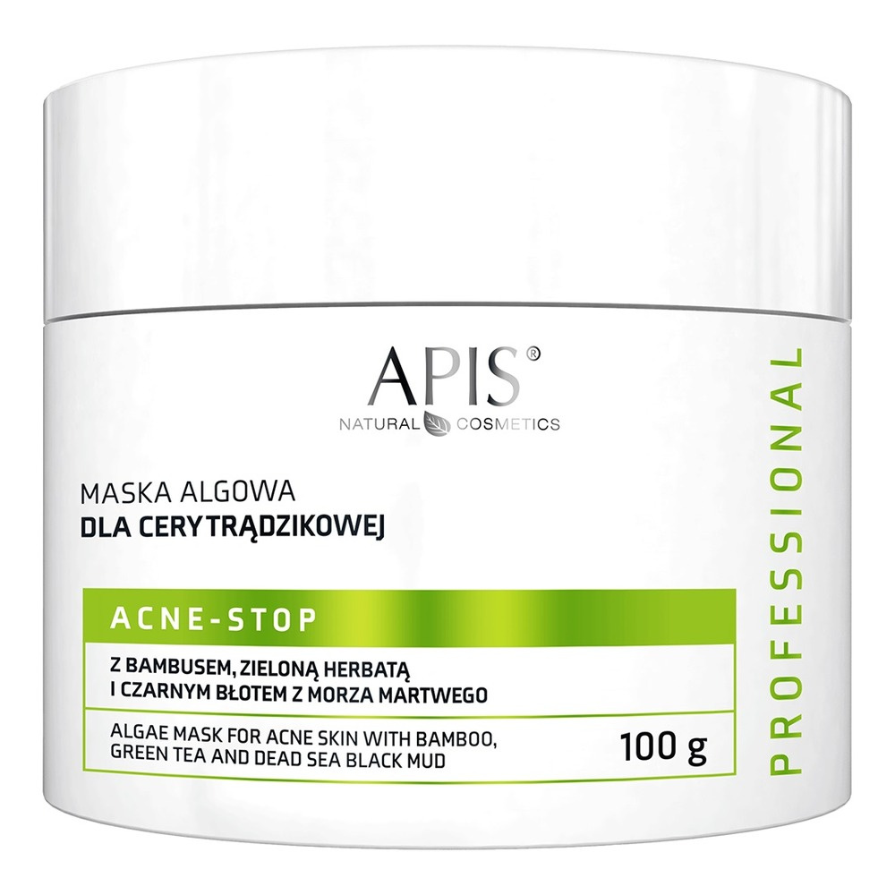 Apis Professional Acne Stop Maska Algowa z Bambusem Zieloną Herbatą i Czarnym Błotem z Morza Martwego dla Cery Trądzikowej 100g