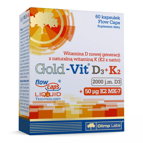 Olimp Gold-Vit D3+K2 2000 IU dla Wsparcia Układu Odpornościowego Zdrowia Kości i Zębów 60 Kapsułek