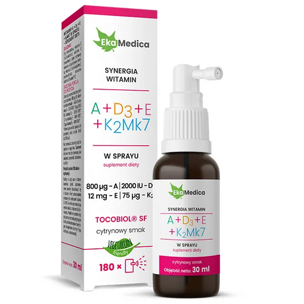 EkaMedica Witamina ADEK A+D3+E+K2Mk7 w Sprayu dla Zdrowia Organizmu 30ml