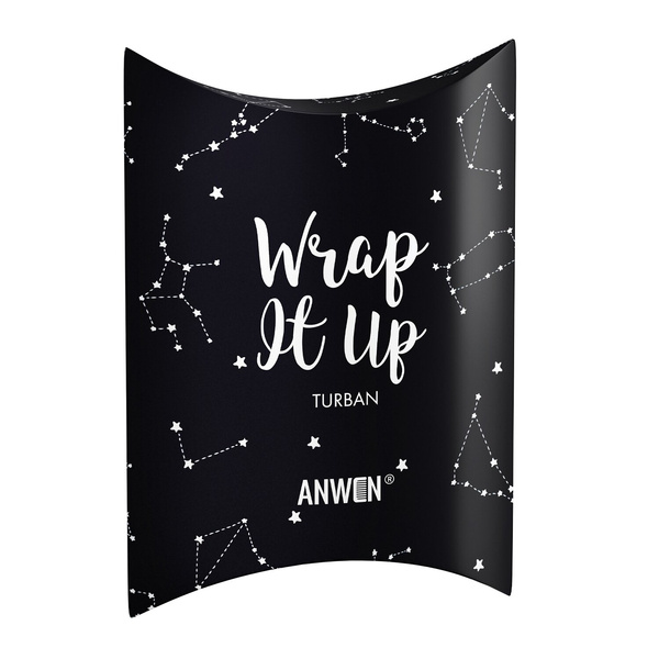 Anwen Wrap It Up Gładki Czarny Turban do Włosów 1 Sztuka