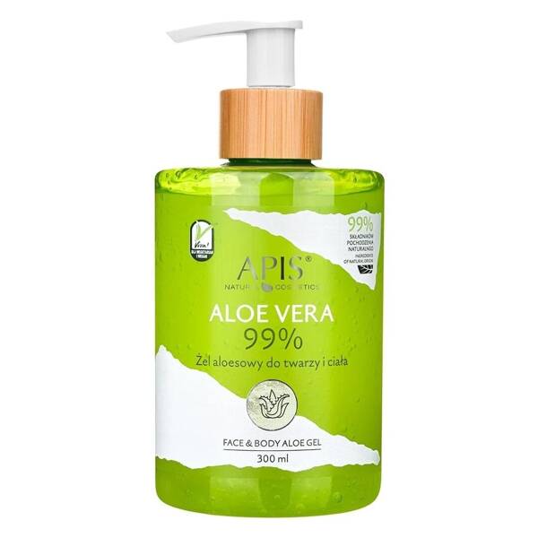 Apis 99% Aloe Vera Naturalny Multifunkcyjny Żel Aloesowy do Twarzy i Ciała dla Każdego Rodzaju Skóry 300ml