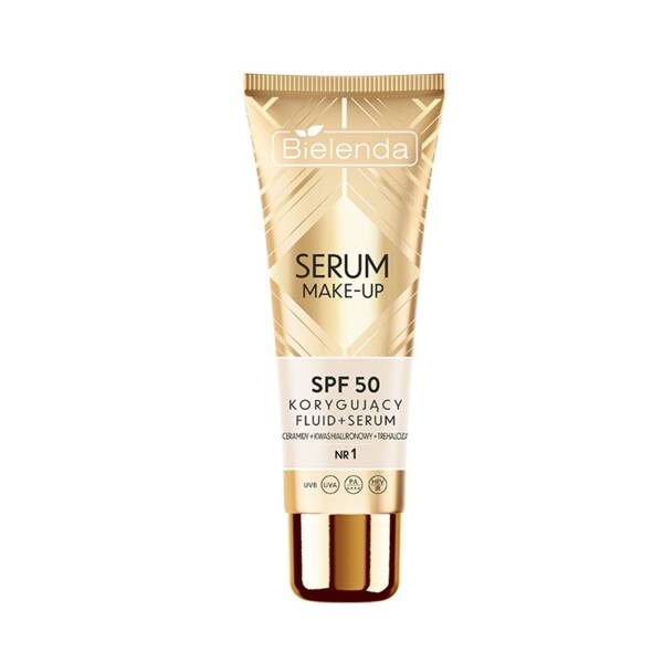 Bielenda Serum Make-Up Korygujący Fluid+Serum SPF50 dla każdego Rodzaju Skóry Nr 1 Light Beige 30g