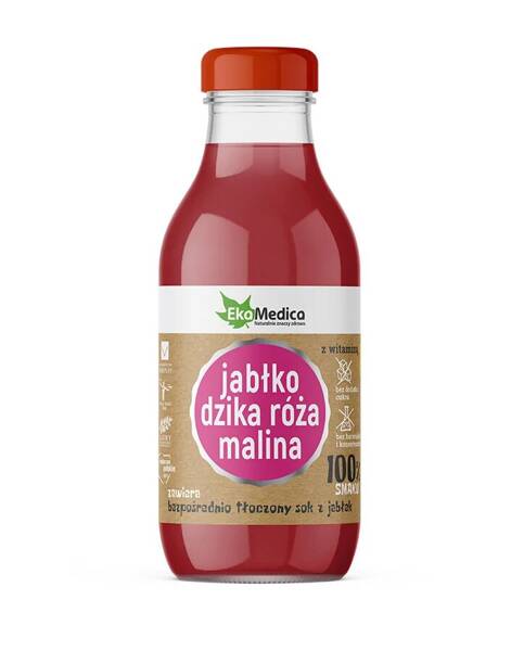 EkaMedica Sok 100% Jabłko Dzika Róża Malina 300ml