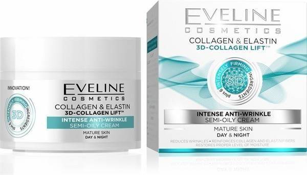 Eveline 3D Collagen Lift Poltlusty Krem Silnie Przeciwzmarszczkowy do Cery Dojrzałej na Dzień i na Noc  50ml