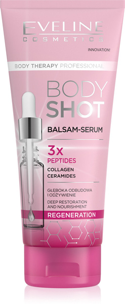 Eveline Body Shot Regenerujący Balsam-Serum 3x Peptydy Kolagen Ceramidy dla Skóry Suchej Pozbawionej Elastyczności 200ml