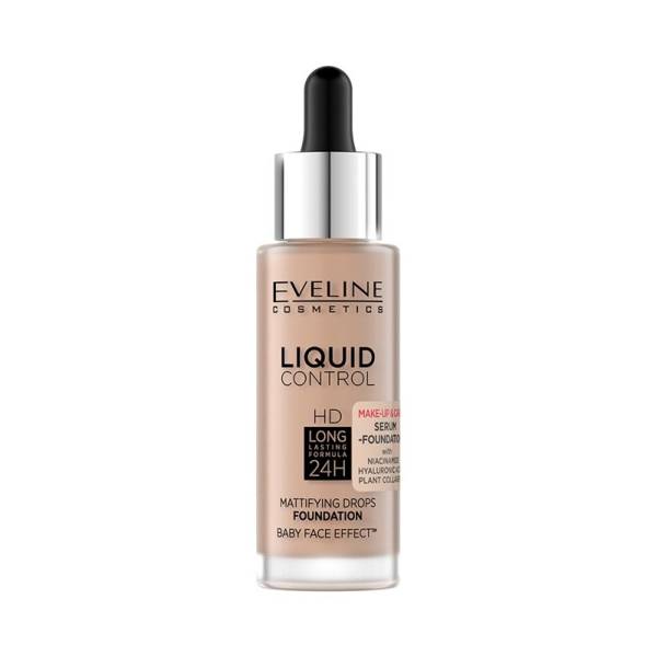 Eveline Liquid Control HD Podkład z Niacynamidem w Dropperze Nr 025 Light Rose 32ml