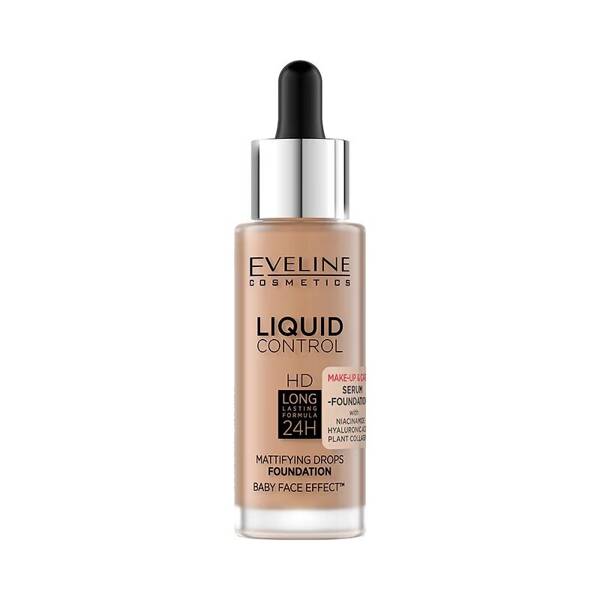 Eveline Liquid Control HD Podkład z Niacynamidem w Dropperze Nr 060 Sunny Beige 32ml