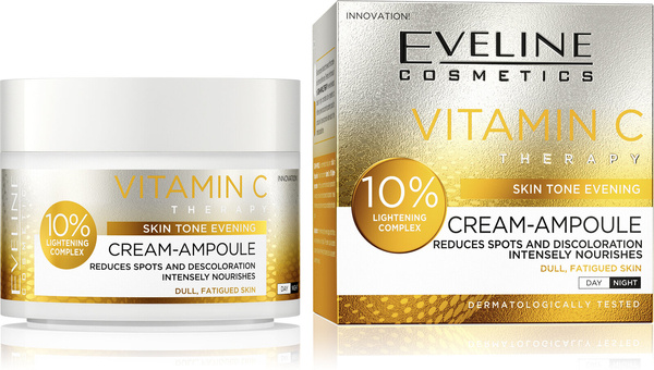 Eveline Vitamin C Rozświetlający Krem-Ampulka 10% Lightening Complex dla Skóry Matowej 50ml 