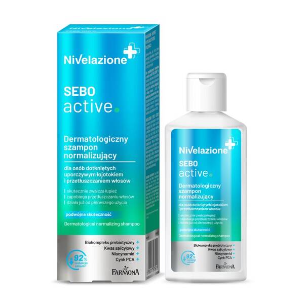 Nivelazione Sebo Active Dermatologiczny Szampon Normalizujący dla Osób z Uporczywym Łojotokiem i Przetłuszczaniem Włosów 100ml