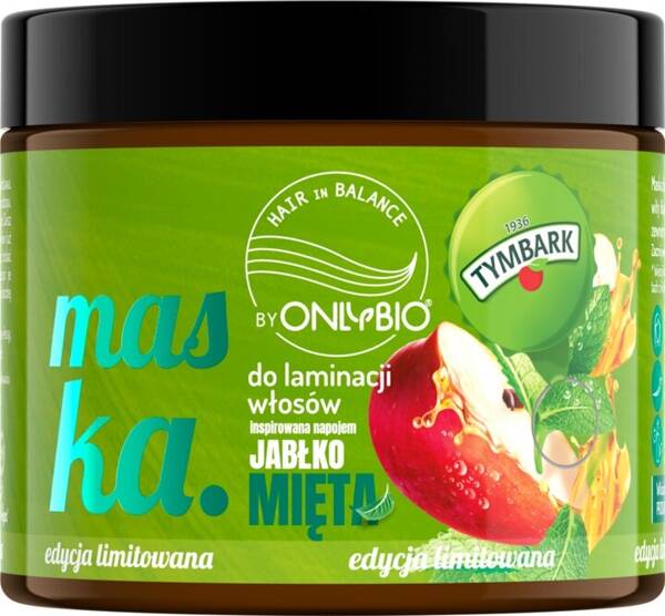 OnlyBio x Tymbark Hair in Balance Maska do Laminacji  dla Włosów Matowych i Szorstkich Jabłko-Mięta 200ml 