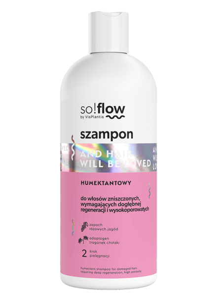 So!Flow by Vis Plantis Szampon Humektantowy do Włosów Zniszczonych Wymagających Dogłębnej Regeneracji 300ml