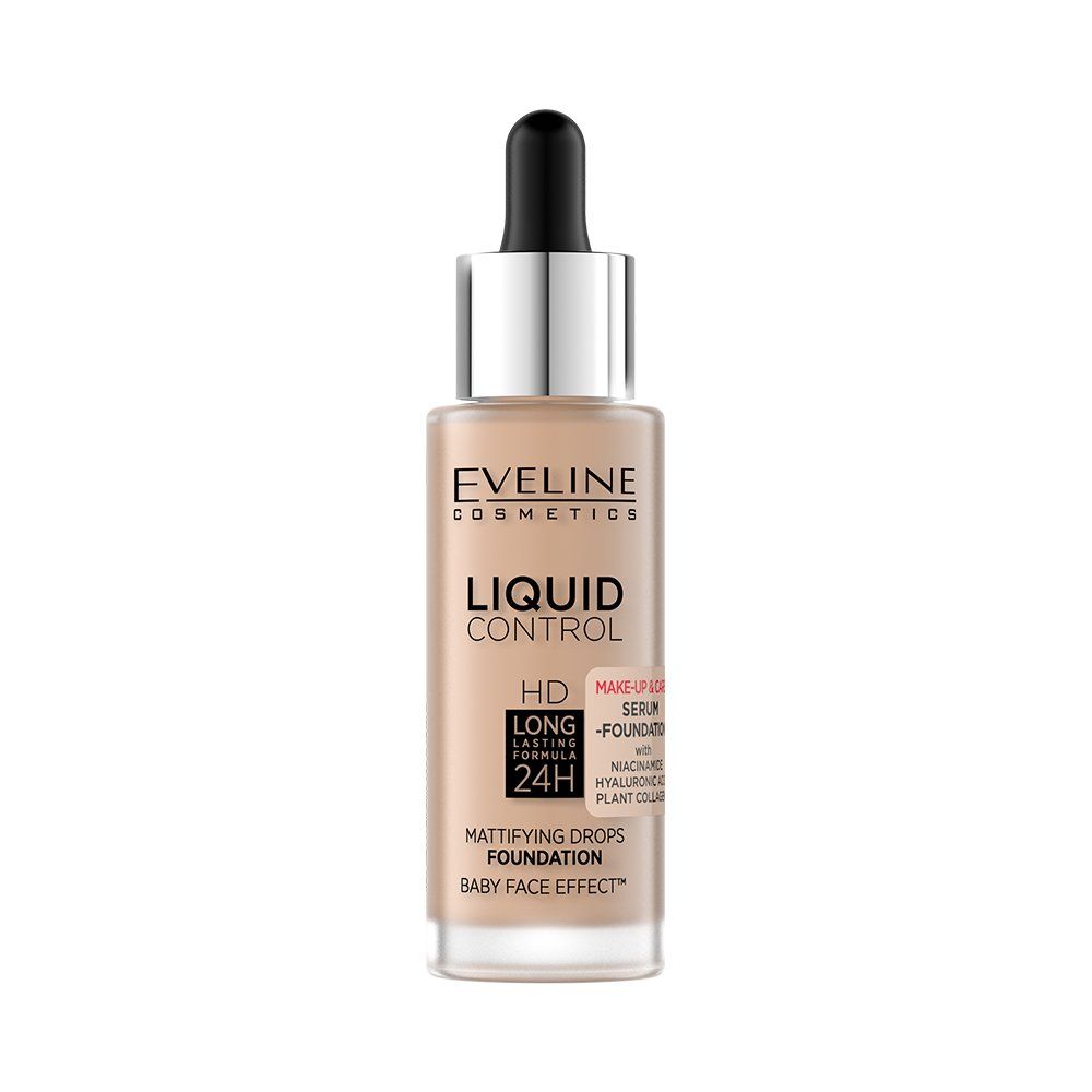  Eveline Liquid Control HD Podkład z Niacynamidem w Dropperze Nr 035 Natural Beige 32ml