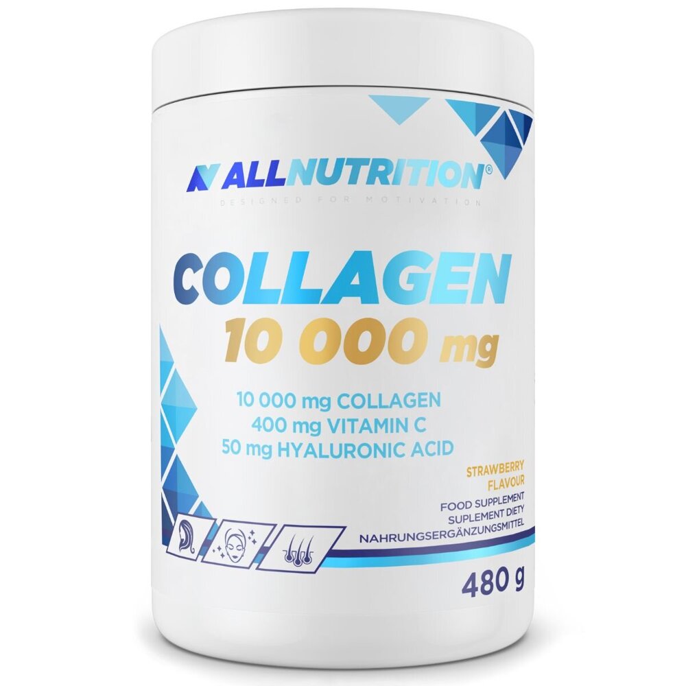 Allnutrition Collagen Hydrolizowany Kolagen z Witaminą C i Kwasem Hialuronowym Strawberry 480g