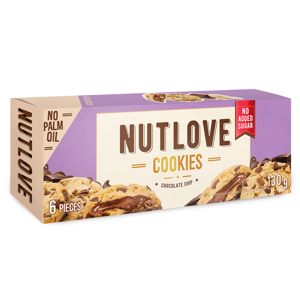 Allnutrition Nutlove Cookies Chocolate Chip Ciasteczka Orzechowo-Kakaowym z Dropsami Czekoladowymi 6 Sztuk