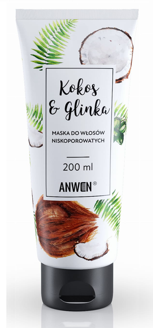 Anwen Kokos & Glinka Maska do Włosów Niskoporowatych Vegan 200ml Best Before 01.05.24